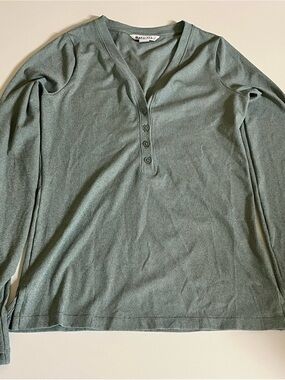 Athleta Sage Green Long Sleeve Henley Tee